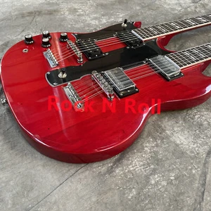 Left Handed Model Double Neck 6 String+12 String Electric Guitar in Red - Picture 1 of 5