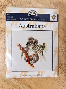 Counted Cross Stitch Kit Australiana "Baby Koala" DMC-Intermediate 15 x 15cm New - Picture 1 of 6