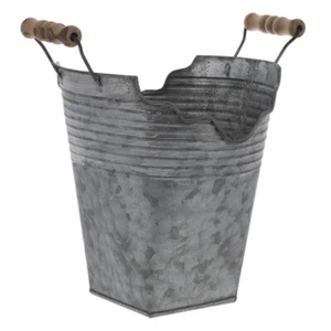 Scalloped Edge Metal Bucket . Unique Vintage Style. - Picture 1 of 3