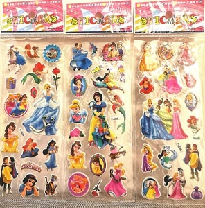 Disney Princess Stickers Ariel Cinderella Birthday Party Stickers 10 sheets - Picture 1 of 4