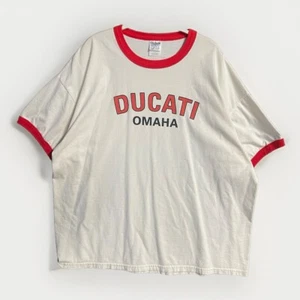 Vintage Ducati Omaha Shirt Adult 2XL Logo Y2K Mens Ringer - Picture 1 of 6
