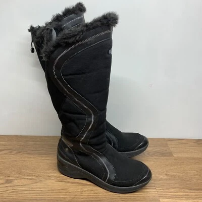 BZees black Ladies Knee High Boots Size 9 M Faux Fur Decadent Low Wedge - Image 1 of 4