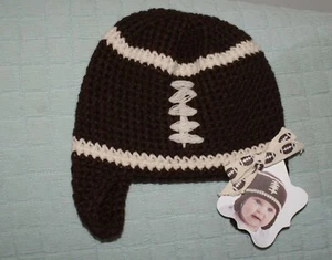 Mudpie Football Baby Chunky Knit Hat Infant NEW Fast Shipping - Picture 1 of 4