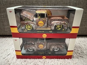Lot of 2 1956 FORD F-100 PICKUP TRUCK "SHELL" RUSTED 1/24 DIECAST BY M2 - Picture 1 of 1