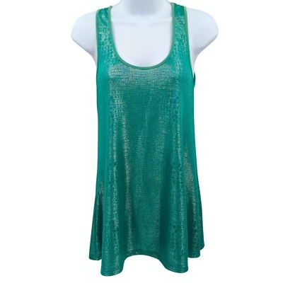 BKE Top Womens Medium Teal Shimmer Mermaid Festival Shiny Y2K Party Casual Layer - Image 1 of 4