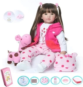 24" Reborn Baby Dolls Handmade Vinyl Silicone Realistic Newborn Doll Girl Gift - Picture 1 of 6