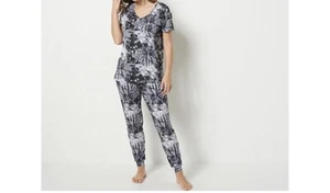 Koolaburra by UGG Regular V-Neck Tee and Slim Pant Set A473205 Dk Night Tiedye S - Picture 1 of 3