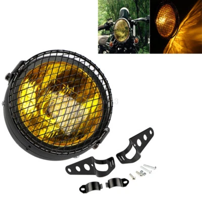 Moto LED Lampe phare Beam Hi/Lo Feux avant Supports Feu Phare &Grill Pour Harley - Photo 1/4