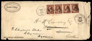 210 W PLACA # TIRA de 4 - INDIA a COLORADO luego WYOMING 1884 CUBIERTA DE FERROCARRIL - Imagen 1 de 3