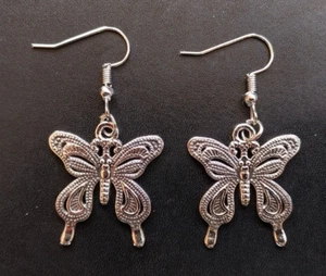 Metallic Butterfly Drop Earrings - Picture 1 of 2