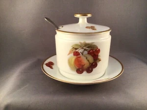 VASO E SOTTOPIATTO VINTAGE PORCELLANA ALBOTH & KAISER CON CUCCHIAIO BAVARIA GERMANY - Foto 1 di 12