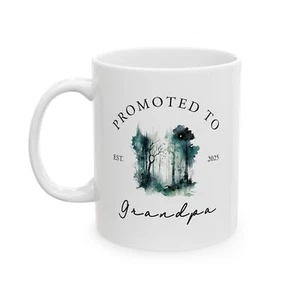 Promoted to Grandpa 11oz White Ceramic Mug, Pregnancy Announcement Mug - Picture 1 of 10