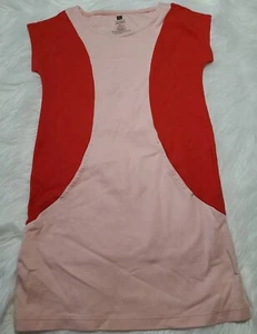 Tea Collection Color Block Pink and Red Short Sleeve Cotton Dress 7 GUC Pockets - Picture 1 of 6