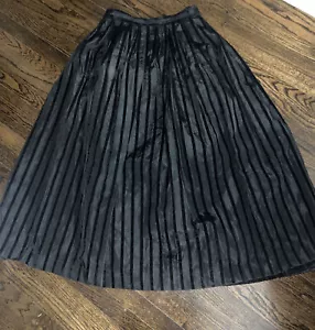 Vtg Farinae Collection Full Long Black Skirt Tulle Lined Velvet Stripes Sz 10 - Picture 1 of 8