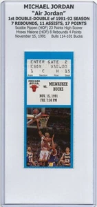Boleto Michael Jordan 1er DOBLE-DOBLE de la temporada 1991-92 Bulls Bucks 11/15 - Imagen 1 de 12