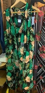 womens kimono duster 2X long print plus size summer jacket style cardigan green - Picture 1 of 1
