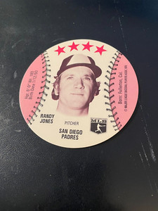 1976 Buckmans MSA Baseball Disc -Randy Jones - San Diego Padres - MT