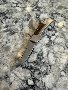 VTG Ka-Bar Model 2793 Metal Wood Folding Knife Stainless Steel Blade Lockback - Picture 1 of 9