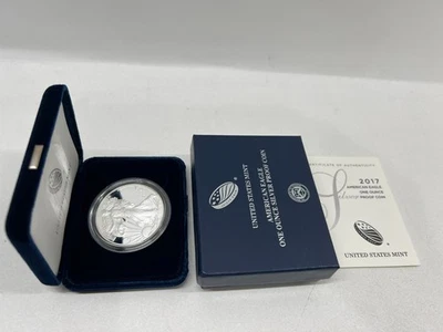 American Eagle one ounce silver proof coin with case 2017 - Image 1 of 3