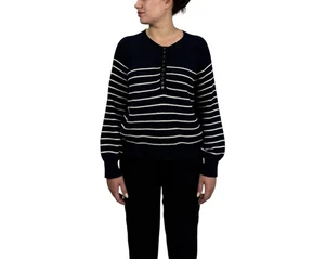 La Maille Sezane Women's Sweater Long Sleeve Striped Knitted Cardigan Blue Sz S - Picture 1 of 11