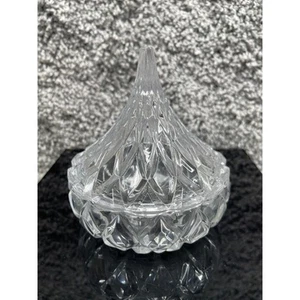 Clear Crystal Glass Crystal Hershey Kiss Mini Candy Dish With Cover 4.5"X5" - Picture 1 of 8