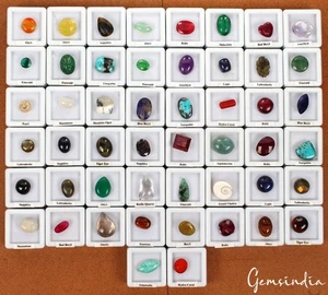 50 Pcs Estate Genuine Multi Gems Loose Multi Color Gemstones Collection w/ Boxes - Picture 1 of 10