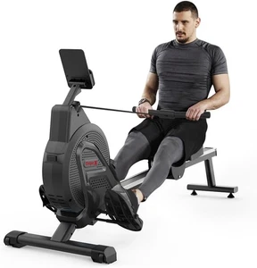 Water Rowing Machine Quiet Dual Rail LCD Home Rower Adjustable Resistance 120KG - Picture 1 of 10