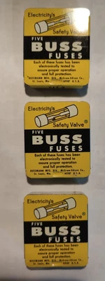 3 Vintage Tins 5-Pack Quantity each Bussman BUSS Fuses SFE-9 15 fuses total - Image 1 of 2