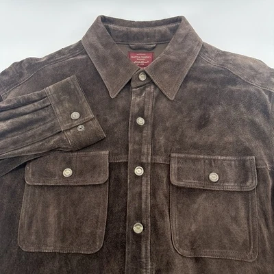 Chaqueta De Colección Eddie Bauer Seattle Gamuza Cuero En Marrón Para Hombre Talla M A Presión Foto 1 de 4