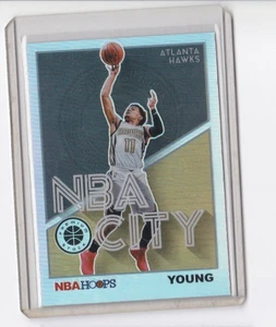 TRAE YOUNG 2019-20 HOOPS PREMIUM STOCK SILVER PRIZM PARALLEL NBA CITY INSERT - Picture 1 of 22