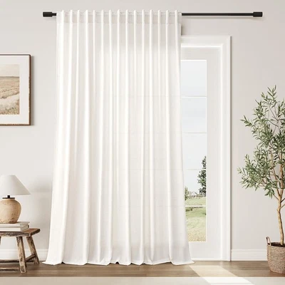 Cortina de lino extra ancha para puertas de vidrio sildado 100 pulgadas divisor de habitación Curtai... Foto 1 de 4