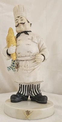 Estatua de cerámica de chef vintage Tracy S. Flickinger "La cena está servida" rara 16" Foto 1 de 4