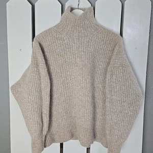 Lululemon Alpaka Wollmischung Trichterkragen Pullover meliert Krepp beige Large  - Bild 1 von 11