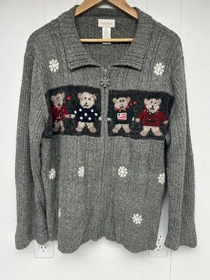 Antigo Suéter de Lã Vovó Vovó Núcleo Inverno Natal Urso de Pelúcia Mistura de Lã Extra Grande - Imagem 1 de 4