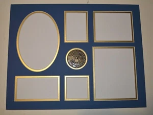 Multi-Opening Military Matting AIR FORCE DOUBLE MAT & COIN Fits an 11x14 Frame - Picture 1 of 2
