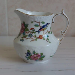 Vintage Aynsley Pembroke Milk Jug Creamer Bone China Flowers Byrds Gild H 11cm - Picture 1 of 19