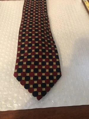 Corbata de seda pura de Michelson’s of London impresa a mano en Inglaterra rojo azul Foto 1 de 4