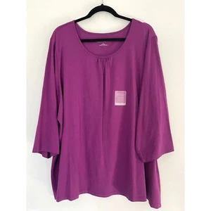 Catherines Wide 3/4 Sleeves Shirt Relaxed Fit Top Women's Plus 3X NEW C140 - Picture 1 of 10