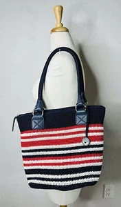 THE SAK Cambria Crochet Shoulder Bag Purse Red Navy Blue White Polypropylene - Picture 1 of 16