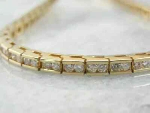 Lab-Created 10 CT Round Cut White Diamond Tennis Bracelet 14K Yellow Gold Finish - Picture 1 of 4