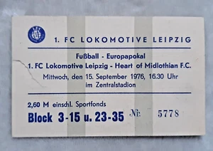 Ticket 1.FC Lok Leipzig Heart of Midlothian Edinburgh !Orig.! 1976 DDR Scotland - Bild 1 von 2