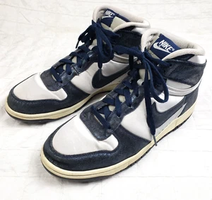 Nike Men Sz 10.5 Big Nike High Dunk Basketball Shoes Metallic Silver Navy 336608 - Picture 1 of 15