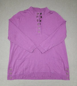 SOFT SURROUNDINGS Pullover 3X Pink 1/4 Snap Tunic Mock Neck Sweatshirt Pockets - Picture 1 of 8