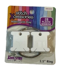 Janlynn needlecraft Bobbins with Ring 28 Plastic Bobbins 2.5 inch Ring 998-6010 - Picture 1 of 2