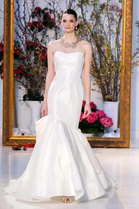 Blue Willow Anne Barge Wedding Dress 12 Trumpet Silk Blend Strapless Lace Bow - Picture 1 of 9