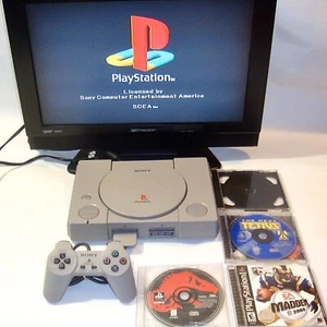 Sony PS1 PlayStation Console System Bundle Jurassic World Medal Of Honor Tetris - Picture 1 of 12