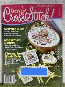 Revista Crazy for Cross Stitch enero 2003 coser abejas muñecos de nieve hierbas corazones - Imagen 1 de 7
