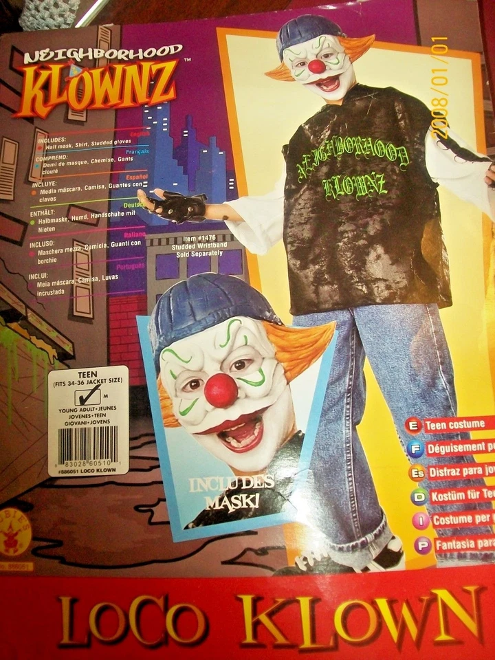 LOCO Clown Klown Scary Punk Costume Med 34-36