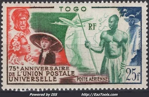 TOGO POSTE AERIENNE 75 ANS DE L'UPU N° 21 NEUF ** SANS CHARNIERE - Picture 1 of 2