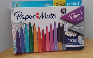 Paper Mate Flair Felt Tip Pens .7mm 12 Count Multi-Color with 2 Metallic Pens - Picture 1 of 1